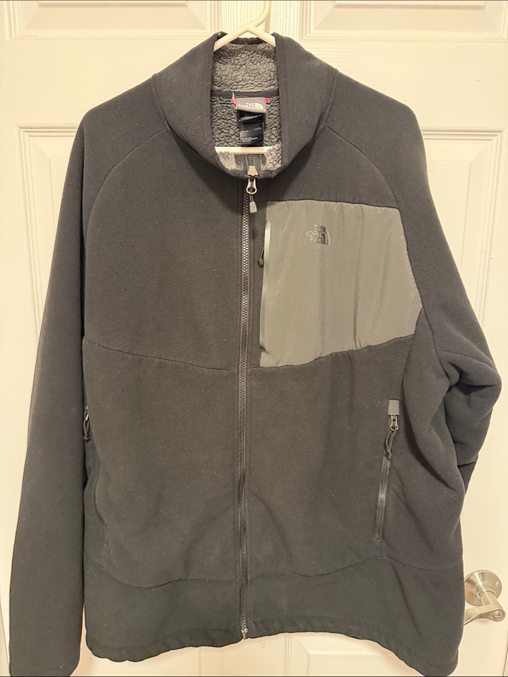 The North Face Men's Black Fleece Jacket with Gray Chest Panel